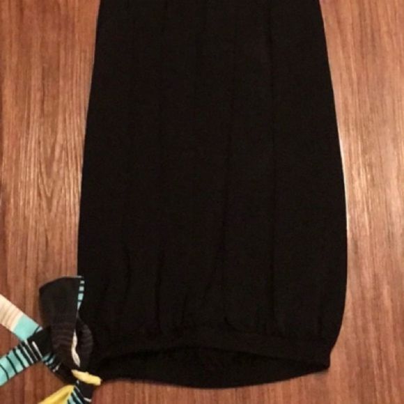 BEBE Black Stretchy Silk Top Party Dress - Picture 5 of 10